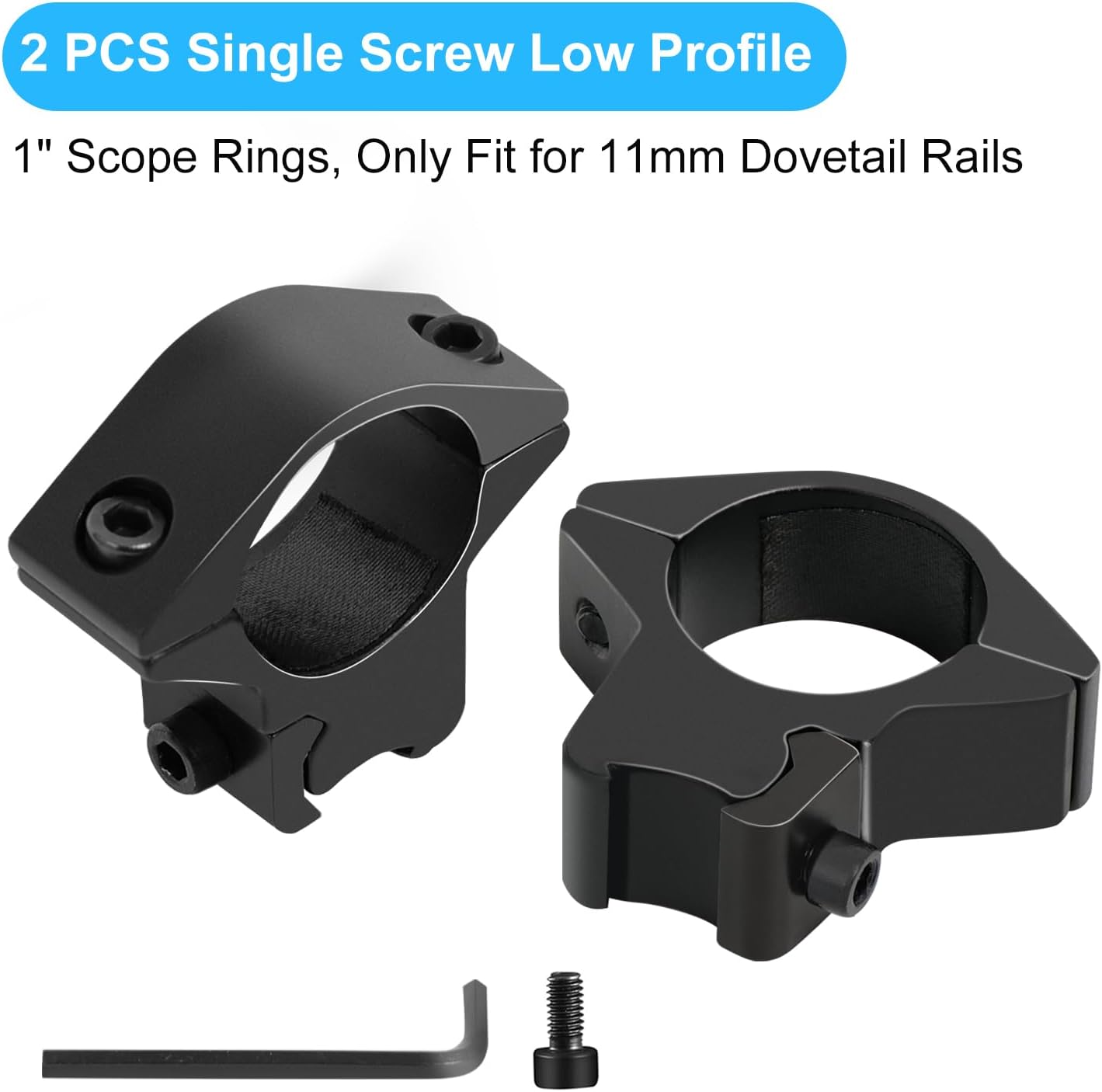 1'' Dovetail Scope Rings, 2 Pack High Profile or Medium Profile 1 Inch Scope Mount Rings for 11mm Dovetail Rails