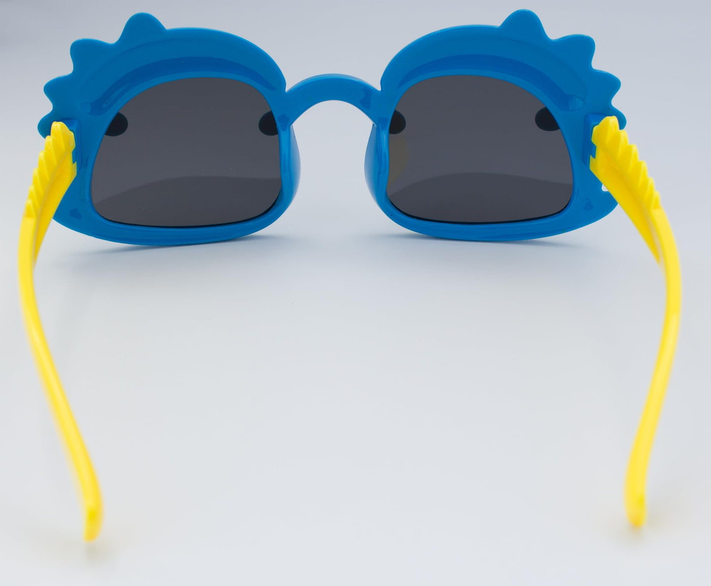 EYEGLASSTOR Dinosaur Cartoon Toddler Sunglasses for Kids Aged 2-6, Blue & Yellow Dark Lenses, UV400 Protection, Secure Fit for Outdoor Play