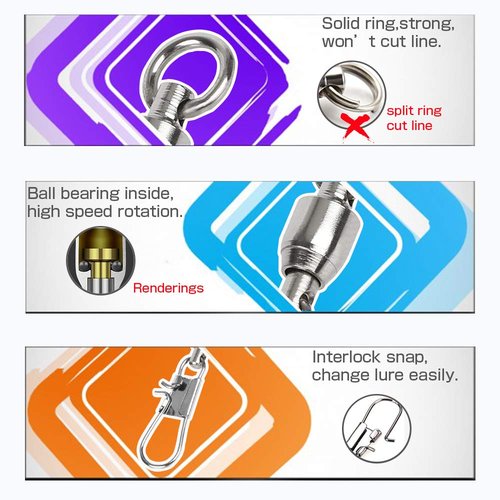 AMYSPORTS Fishing Swivels with Interlock Snap Ball Bearing Swivels Saltwater Freshwater Fishing Tackle Leader Lure Jigs Line Connector 25pcs 20lbs