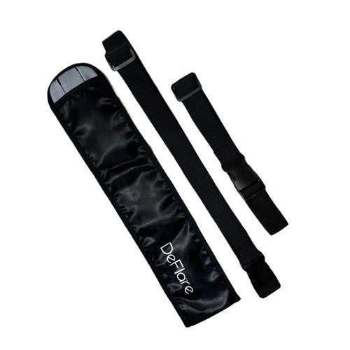 DeFlare Holster | Black Rave Fan Holster with Logo | Rave Fan Holder - Rave Festival Accessories | Hand Fan Holder & Thigh Holster for Rave Fans & Clacking Fans
