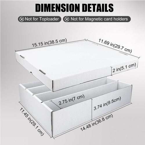 XRACV 4 Row Trading Card Storage Box, 5 Pack 3200 Count White Cardboard Storage Box with Divider for Basketball/MTG/TCG/Sports/Game Cards Organizer and Collection