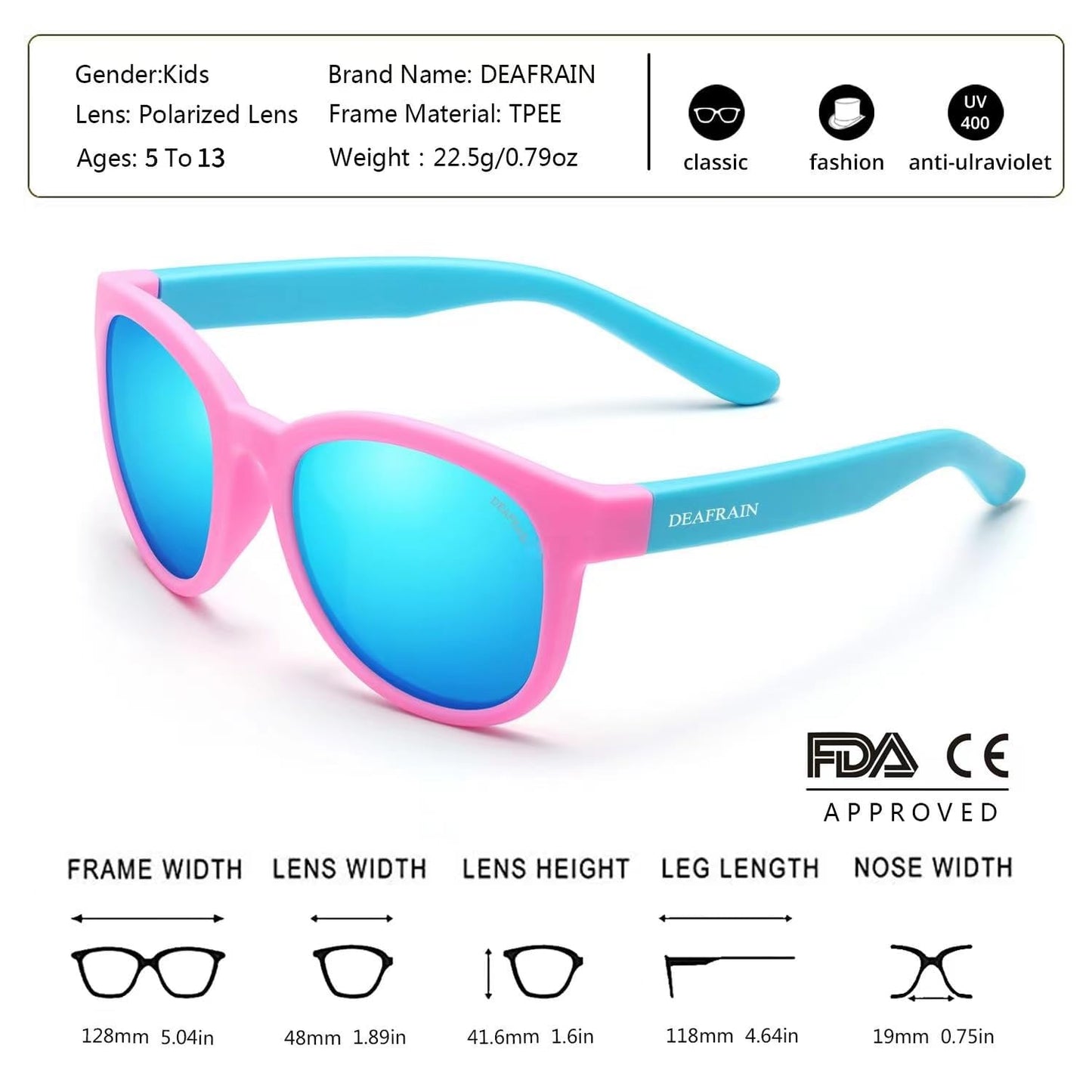 DEAFRAIN Kids Polarized Sunglasses for Boys Girls Flexible Frame Youth Sport Baseball Running Cycling Glasses for Age 5-13