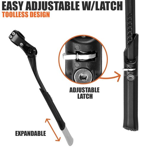 BV Bike Kickstand - Lightweight Aluminum Alloy Rear Side Kick Stand for 24-28" Bikes - Height Adjustable, Easy to Install I Bicycle Kickstand, Kick Stands, Adult Bike, Bike Kick Stand