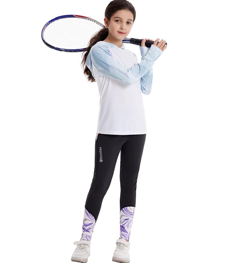 Girls UPF50+ Lightweight Hoodie Long Sleeve Tee with Thumb Holes White 11-12 Years