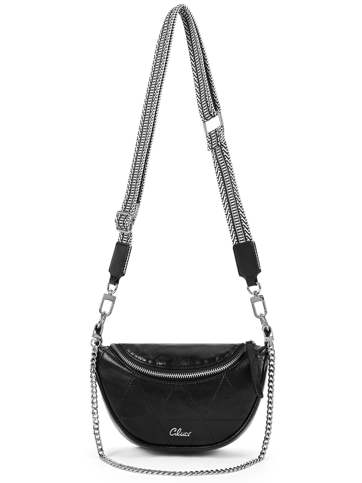 CLUCI Crossbody Bags for Women Fanny Pack Leather Sling Bag for Women Belt Bag for Women Cross Body Bag for Woman Crossbody Bag Travel Black
