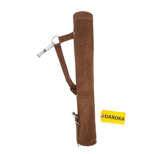Brown Leather Archery Quiver – Traditional Cowhide Suede Arrow Holder with Adjustable Shoulder and Waist Straps for Hip or Back Carry