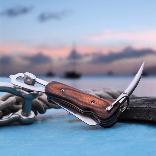 DULEES Marlin Spike Rigging Knife, Multipurpose Sailing Knife Sailor Knife Boat Knife Matching Belt Pocket Sheath, Marlinspike Knotting Tool for Boating Fishing Sailboats.