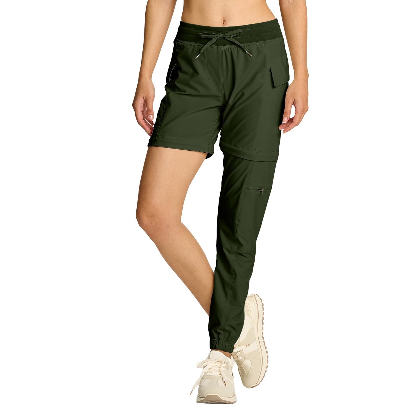smawell Womens Hiking Pants Quick Dry Cargo Scrub Pants Women Joggers with Pockets Petite Army Green M