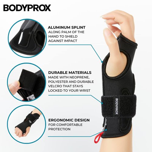 Bodyprox Wrist Guards (1 Pair) for Snowboarding, Skateboarding and Inline Skating, Sports Protection Wrist Guard (Small)