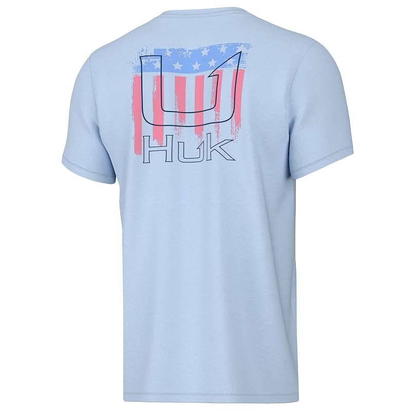 Huk Salute Ice Water Large - Boys Unisex Short Sleeve Performance Tee for Fishing