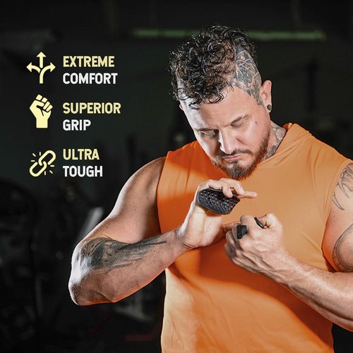 Rubber Gym Grips Weight Lifting Grips for Men & Women, Anti Slip Workout Grip for Hand Protection, Weightlifting Grips for Workout, Dumbbell Gripper, Deadlift Grip Pad (1 Pair)