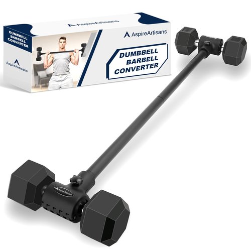 Aspireartisans Dumbbell to Barbell Converter, Barbell Bar, Adjustable Barbell, Transform Dumbbells to a Barbell, Adjustable to 200 lb Capacity