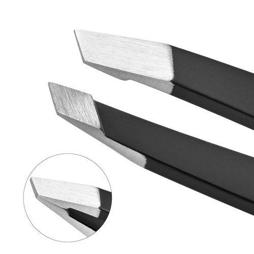 Smafixt Tweezers for Women and Men Facial hair, 2-Pack Slant and Point Precision Eyebrow Tweezers Set for Splinter and Ingrown Hair Removal