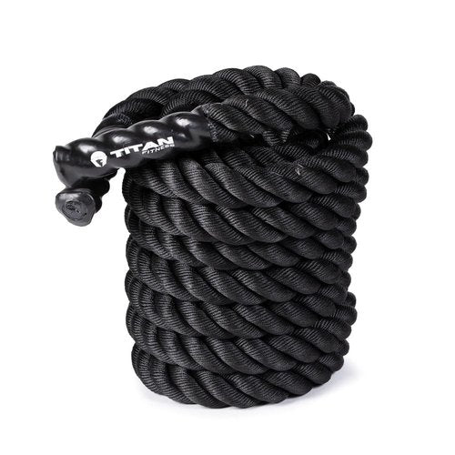 Titan Fitness Battle Rope 30ft x 2in, Poly Dacron Heavy Rope for Home Gym Conditioning Workouts, Cross-Train, Strength Training Exercises
