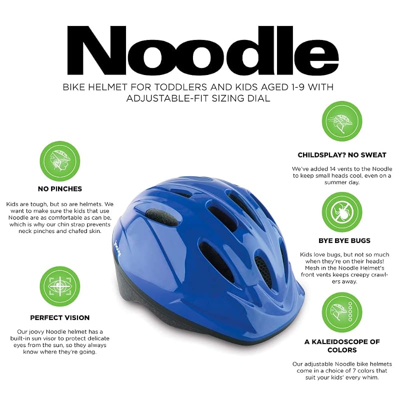 Joovy Noodle Kids Bike Helmet S-M Blueberry (Medium) - Adjustable, Ventilated