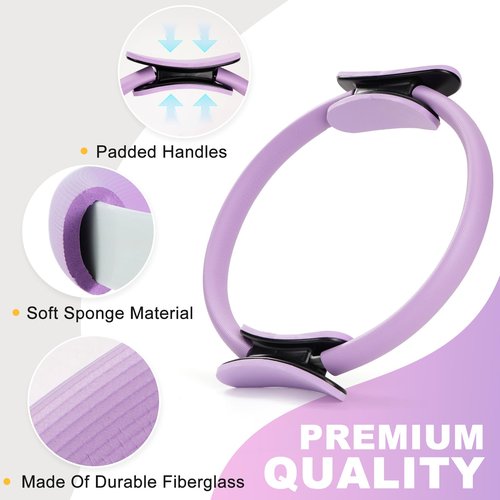 WENDISI Pilates Ring Fitness Circles Set, High Resistance Yoga Ring Pilates Equipment Set for Women Includes Pilates Ring, 9 Inch Small Exercise Ball, 5 Resistance Bands at Home Pilates Workout Set
