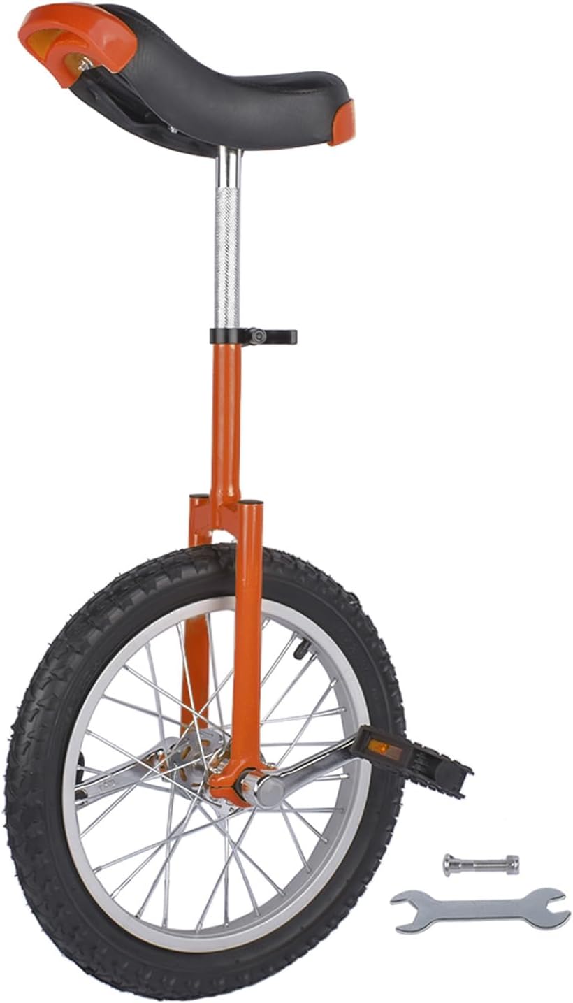 16 Inch Wheel Unicycle Balance Fitness Exercise Adult Kids Outdoor Sports Training Cycling Unicycle with Steel Rim,Mountain Tire Cycling Sports Exercise with Adjustable Seat(Silver)