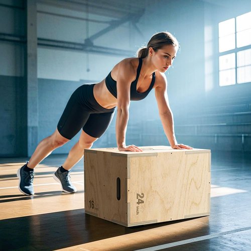 Rendpas 3-in-1 Wooden Plyo Box, Plyometric Jump Box with 18mm Thick Board and No-Slip Surface, 450lbs Weight Capacity Box Jumps for Home Gym Training (20"×24"×30"(56LB))