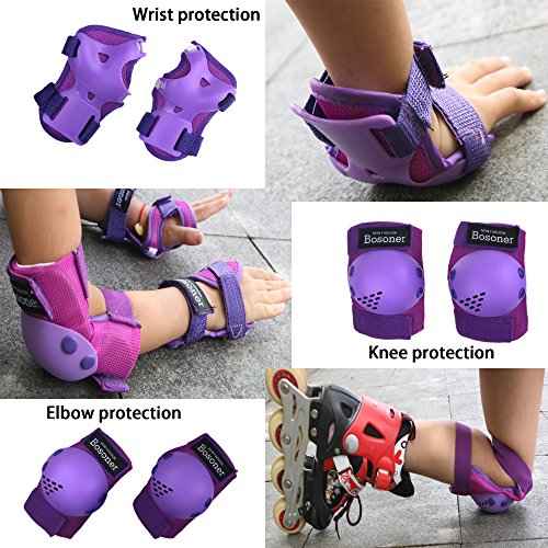 BOSONER Kids/Youth Knee Pads Elbow Pads Wrist Guards Set for 3-15 Years, Child Protective Gear Set for Roller Skates, Cycling, BMX Bike, Skateboard, Inline Skating, Scooter Riding Sports¡¦