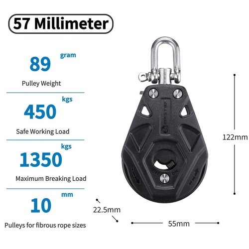 TERSMA 55mm Single/Ratchet/Swivel Shackle Block