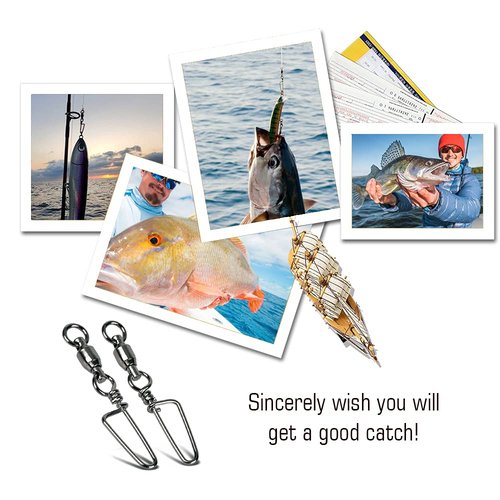 AMYSPORTS Saltwater Connector Fishing Snap Swivel High Strength Snaps Swivel Freshwater Ball Bearing Fishing Swivels Stainless Steel Corrosion Resistant Black Nickel 25pcs 31lbs