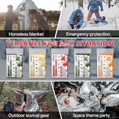 Silver Emergency Thermal Blankets 50 Pack Extra Large 84x63 Inches Survival Mylar Space Blankets