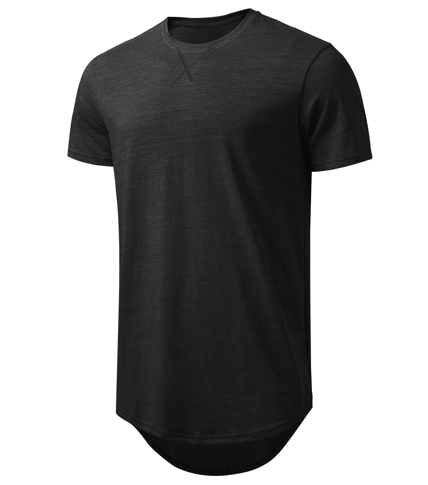 Mens Longline Gym Muscle Bodybuilding Tshirts Hipster Reflective Line Scallop Crewneck Tees Shirts Tops