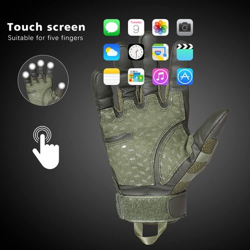 Tactical Gloves for Men Touch Screen Motorcycle Airsoft Paintball Gear MTB Bike Cycling Cross-Country Motorbike ATV Hunting Hiking Riding Driving Work Outdoor Full Finger Gloves Green XL