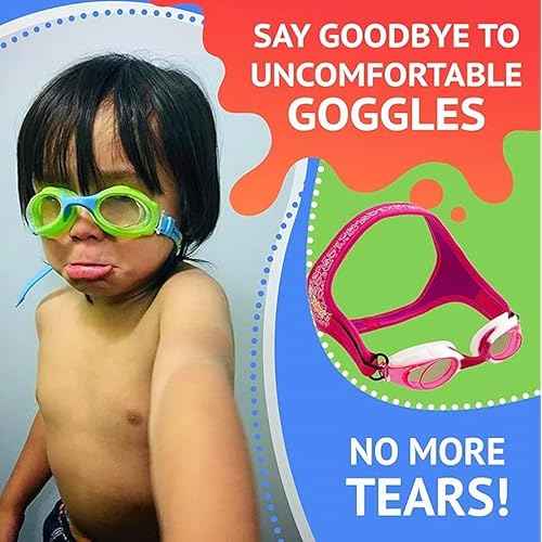 Frogglez Anti-Fog Swimming Goggles for Kids under 10 (Ages 3-10) Recommended by Swim Instructors; Premium Pain-Free Strap