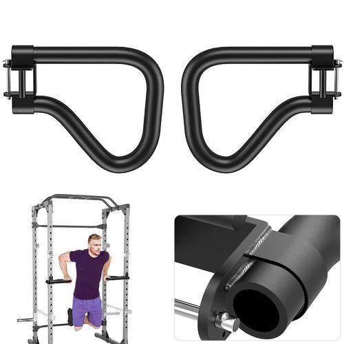 SELEWARE Solid Dip Bar Attachment for 2" x 2" with 1/2" Hole Power Cage Squat Rack, Set of 2 Dip Bar Multi-Grip Handles for Strength Training