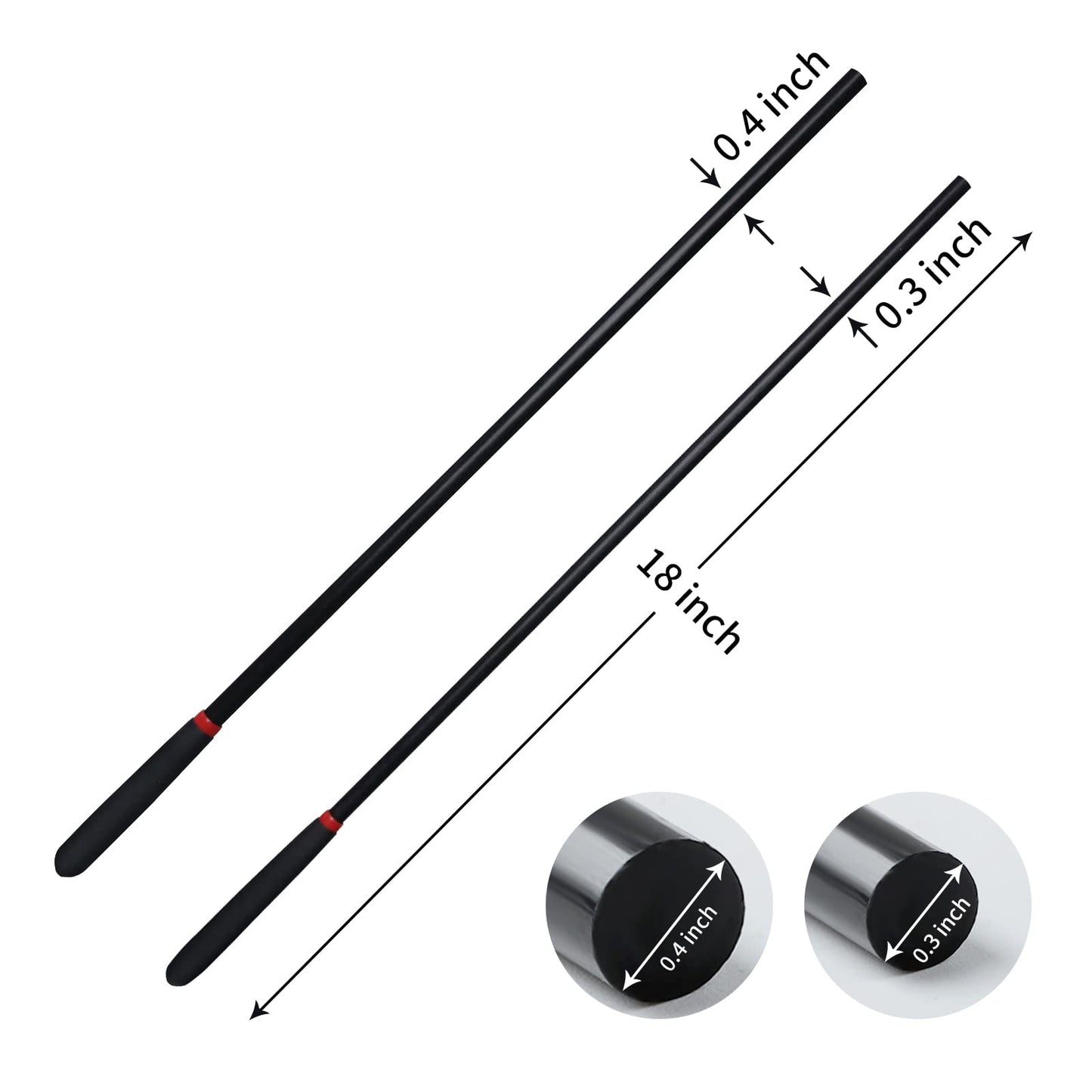18-inch Horse Riding Crop 2-Piece Set, Black