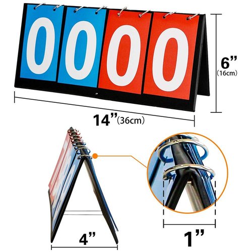 APORO 4-Digital Portable Table Top Scoreboard Flipper, Multi Sports Score Flip Scoreboard (0-99)