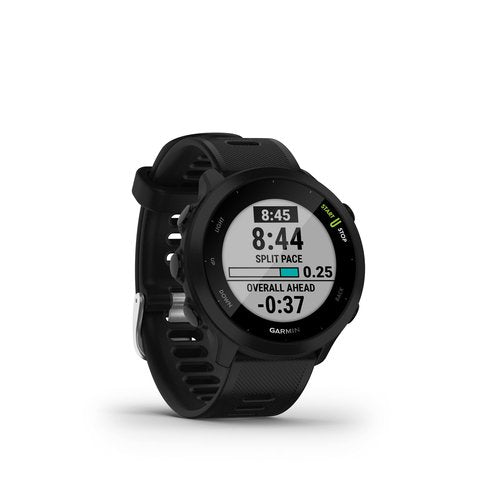 Wearable4U Garmin Forerunner 55 GPS Running 42 mm Watch with Daily Suggested Workouts, Black Black Earbuds Power Bundle