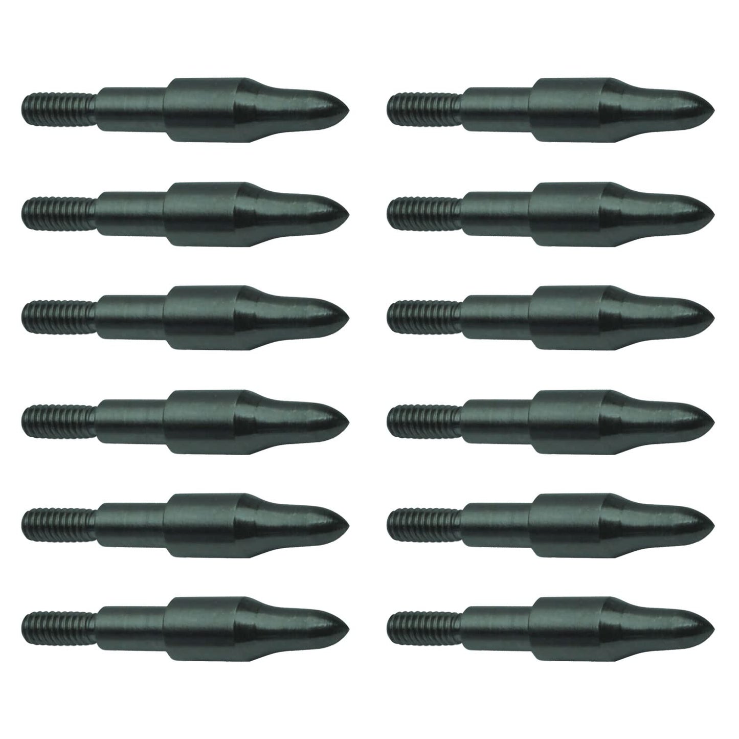 NEW Archery Products 3D Point Durable Steel Screw-in Archery Practice Field Tips - 12 Pack - 125 Grain, 9/32"