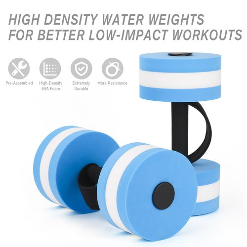 NEAGLORY 6 Pieces Aquatic Exercise Set Water Aerobics Set Pool Fitness Equipment Foam Water Dumbbell, Swim Aquatic Cuffs, Swimming Gloves for Exercise, Blue