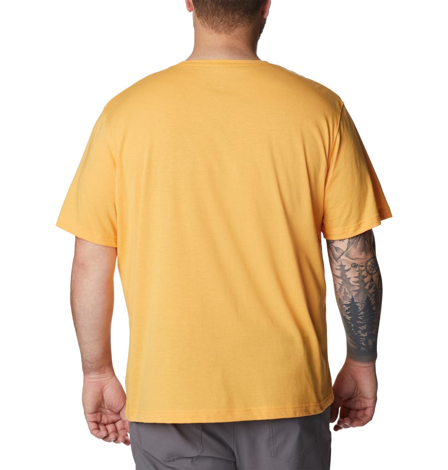 Columbia Men's Thistletown Hills Graphic Short Sleeve, Mango Heather/Hikers Graphic, 4X Big