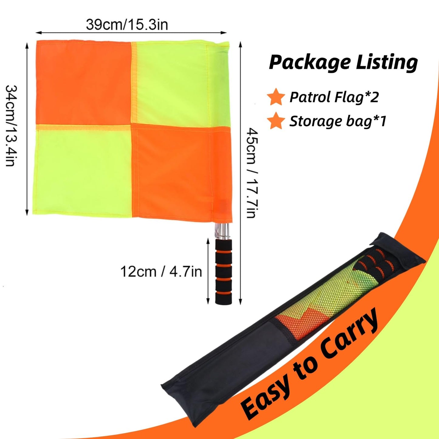 2PCS Soccer Ar Flag, Soccer Football Flags for Referees, Referee Linesman Flags with Storage Bag for Sports Match, Soccer, Football, Hockey Training, Soccer Accessories Linesman Flags