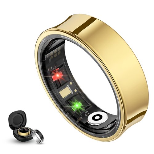 Smart Ring Health Tracker, Activity Tracker for Women & Men, No Subscription Required, Sleep & Heart Rate Monitor, Multi-Sport Modes, Compatible with iOS & Android (Gold, 10)