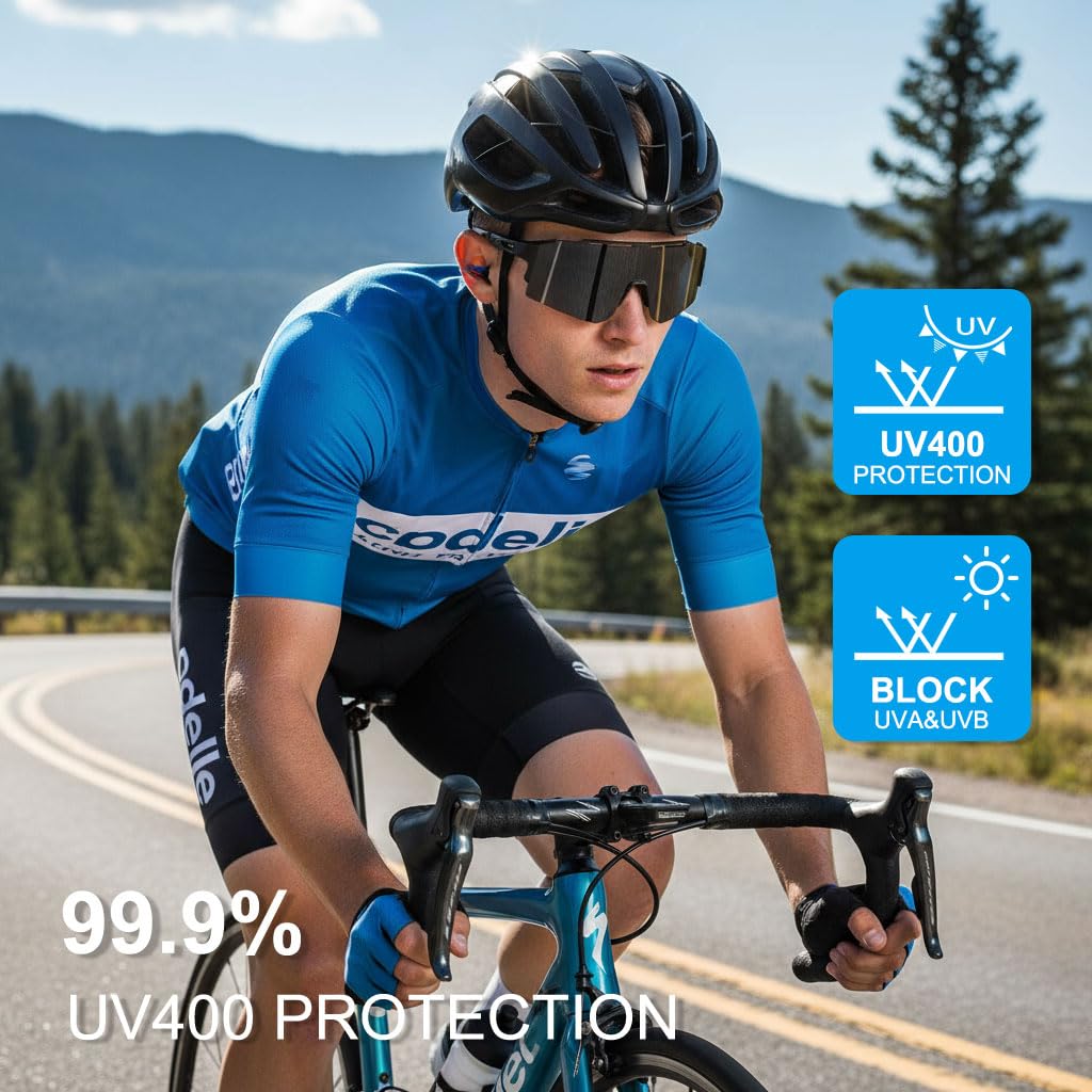 OULAIQI Cycling Sunglasses Polarized Sunglasses for Cycling Men Women with 3 Interchangeable Lens Baseball Glasses