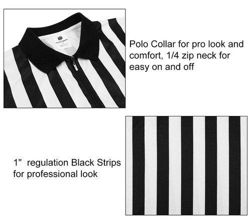 FitsT4 Sports Women's Official Black & White Stripe Referee Shirt Pro Uniform Jersey Short Sleeve Waitresses Costume,Large