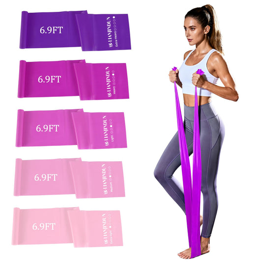 5 Pcs Professional Resistance Bands（6.9FT）. Latex-Free, Elastic Band, Work Out Bands, Stretch Bands for Working Out Women or Men, Exercise Bands Set for Physical Therapy, Yoga, Pilates