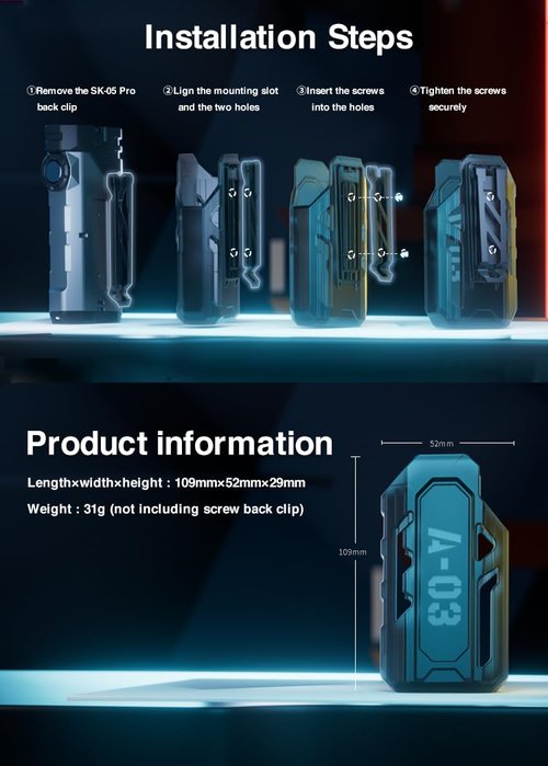 LOOP GEAR A-03 Flashlight Tactical K-Shape Sheath, Compatible with SK05PRO Mao／SK05PRO／SK05／SK05PRO Nichia