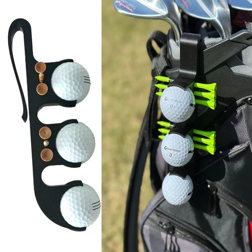 MCNULGUR 2 in 1 Golf Ball Tee Holder - Quick Release - Golf Accessory for Club Bag (Black)