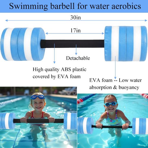Vinyl Etchings Aqua Pool Barbell for Water Fitness Exercise Equipment - Aquatic Swim Water Workout Bar for Water Aerobics Weights Barbells - Swimming Foam Float Kids