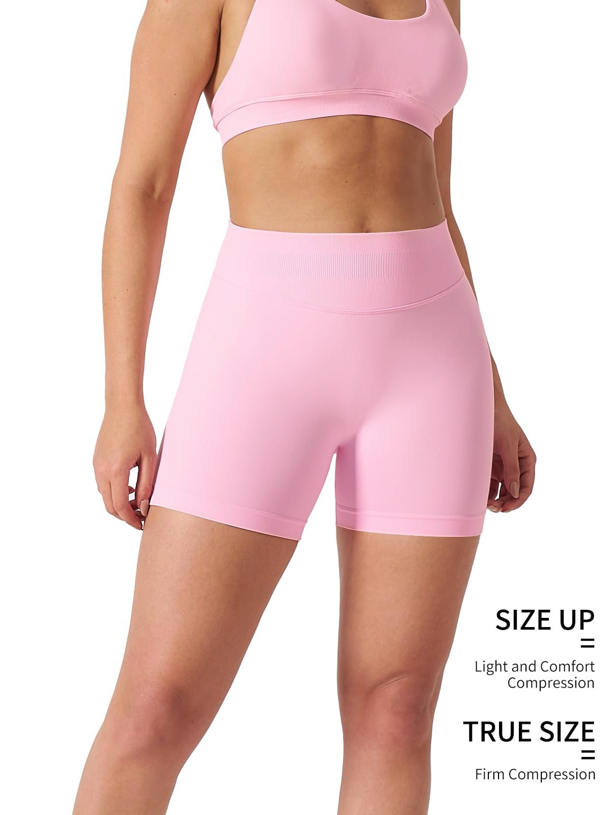 Kepblom High-Waisted Butt-Lifting Scrunch Gym Shorts for Women - Workout Yoga Biker, Seamless Spandex Booty Shorts,Pink,S
