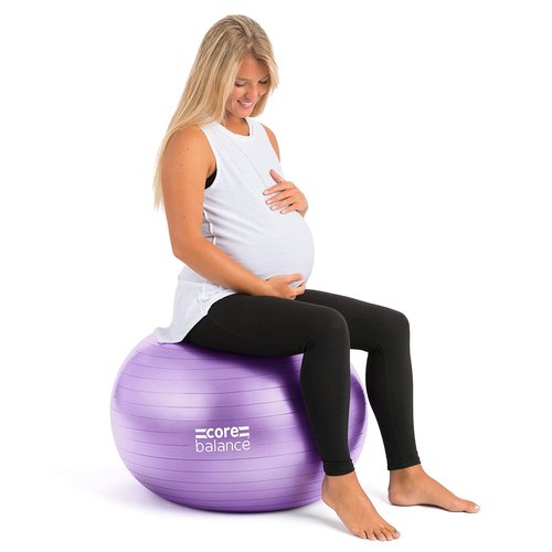 Core Balance Pregnancy Ball with Air Pump - Ideal for Prenatal Yoga, Pilates, and Maternity Exercises, Doubles as Office Chair, Stability and Balance Training, Physical Therapy Equipment (25" Purple)