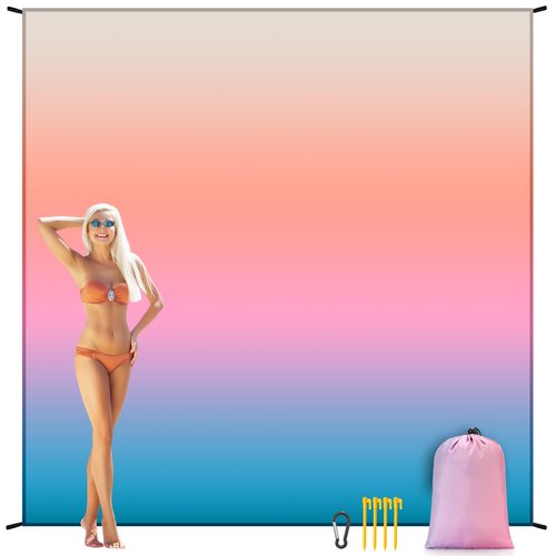 AISPARKY Beach Blanket Waterproof Sandproof Extra Large Beach Mat 79" X 83"/120"x108" for 2-8 Adults Quick Drying Durable Outdoor Picnic Mat for Travel, Camping, Hiking