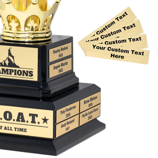Alpha Awards Laser Engraved Name Plate for Large Goat Trophy-Traveling Perpetual Award-Custom Text- Personalized Engraving (4 Extra Name Plates)