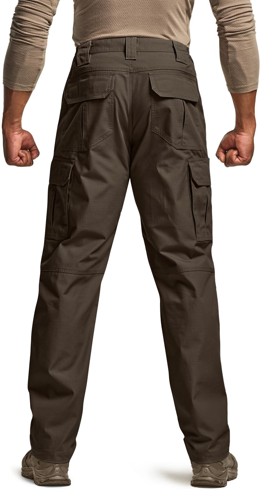 CQR Men's Tactical Pants, Water Resistant Ripstop Cargo Pants, Lightweight EDC Work Hiking Pants, Outdoor Apparel, Raider Dark Brown, 32W x 30L