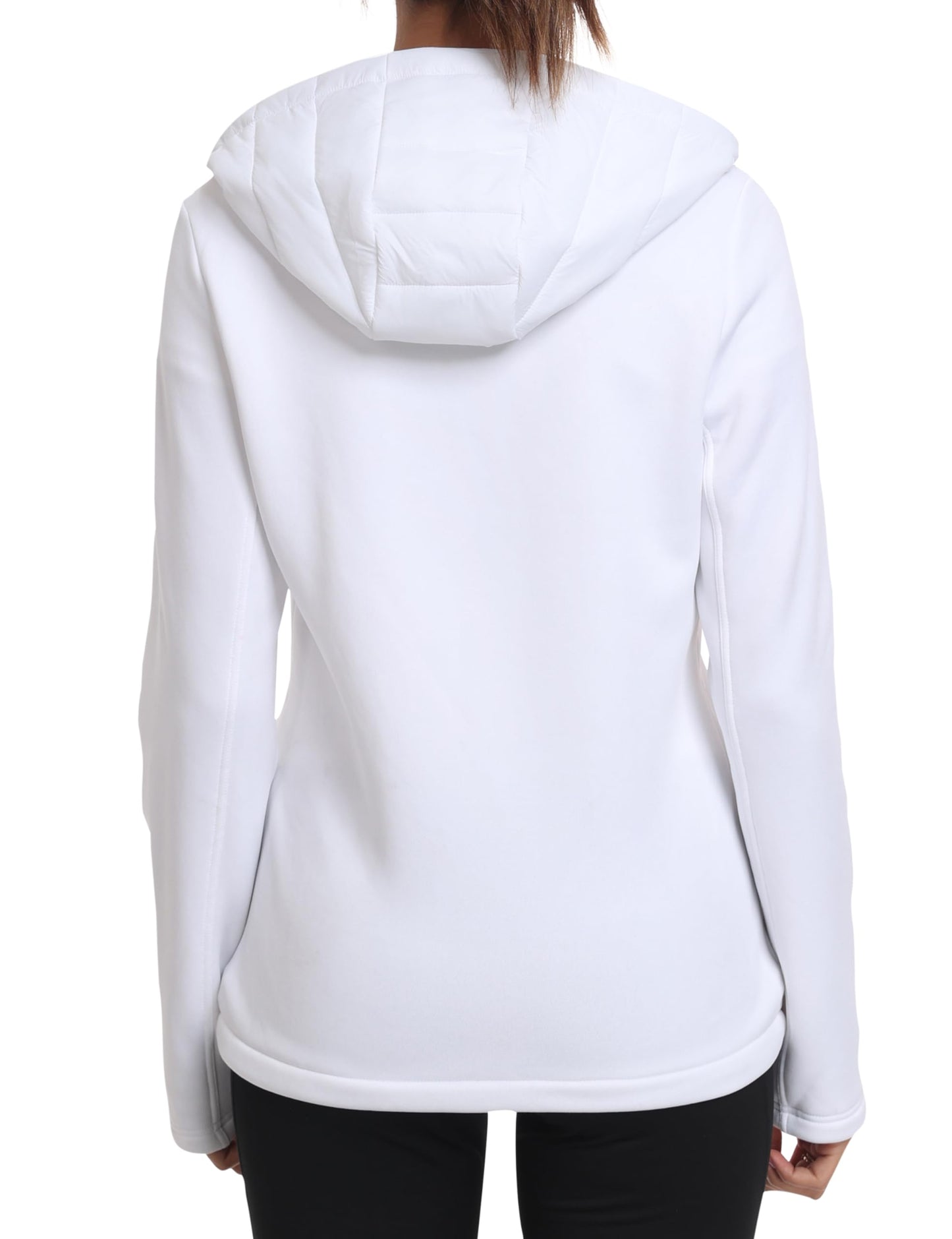 MoFiz Women's Lightweight Warm Jacket Running Insulated Windproof Fall Jackets Winter Hiking Hybrid Puffer Coat White L